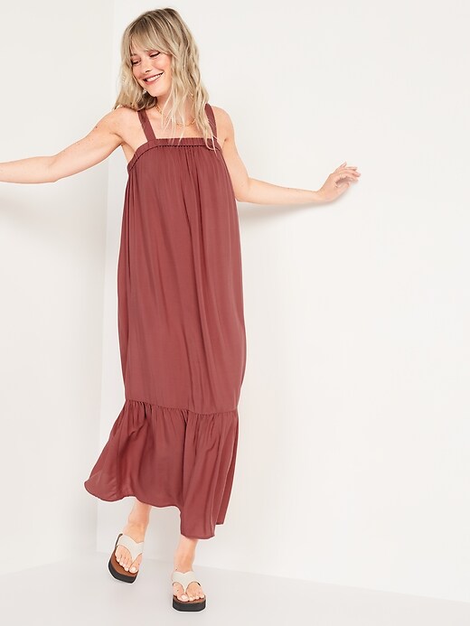Image number 3 showing, Sleeveless Tie-Back Cutout Maxi Swing Dress for Women