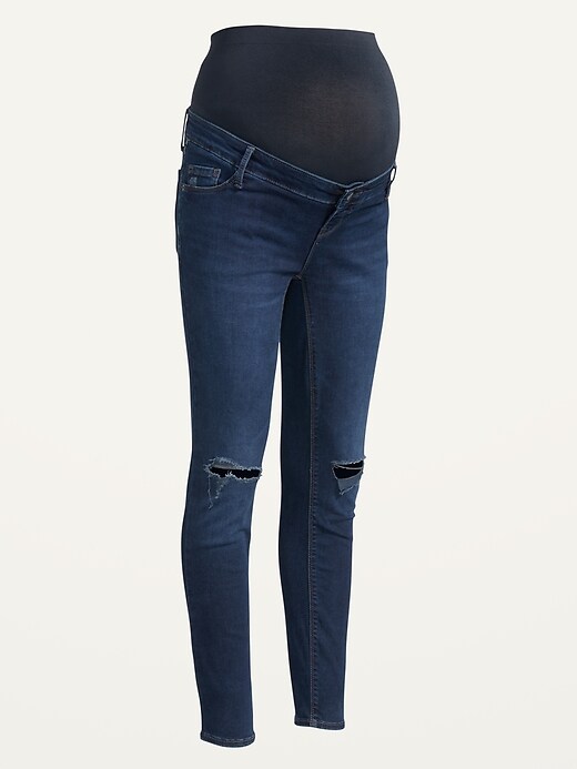 Image number 4 showing, Maternity Premium Full Panel FitsYou 3-Sizes-in-1 Rockstar Super Skinny Ripped Jeans