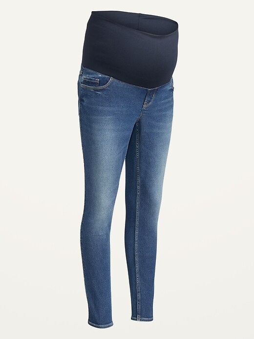 Image number 4 showing, Maternity Rollover-Waist Rockstar 360° Stretch Super Skinny Jeans