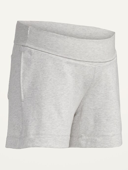 Image number 7 showing, Maternity Foldover-Waist French Terry Shorts -- 6-inch inseam