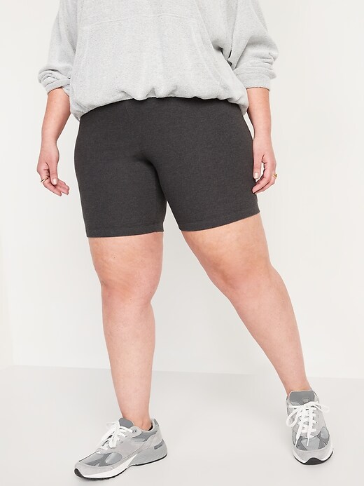 Image number 7 showing, High-Waisted Rib-Knit Biker Shorts for Women -- 8-inch inseam