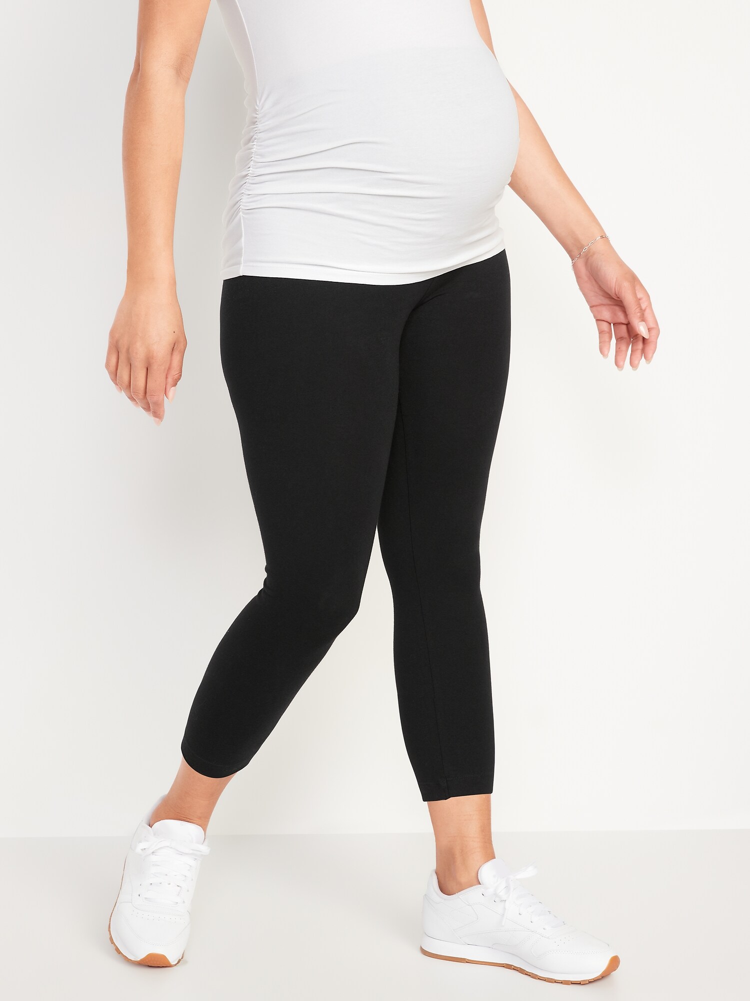Женские леггинсы Old Navy Maternity 2-Pack Full-Panel Cropped Jersey Leggings, цвет: Чёрный / Серый — фото 2