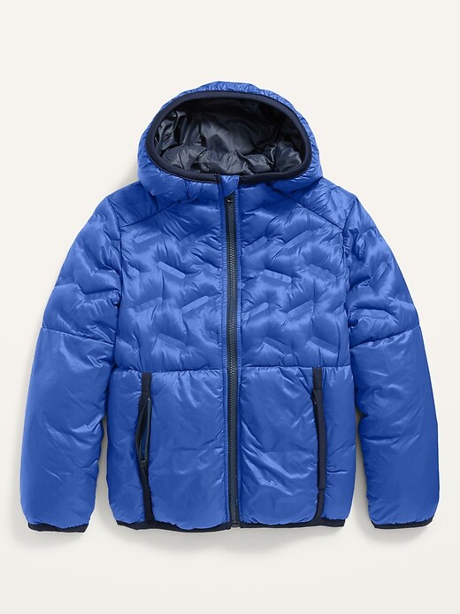 View large product image 2 of 2. Water-Resistant Packable Hooded Puffer Jacket for Boys