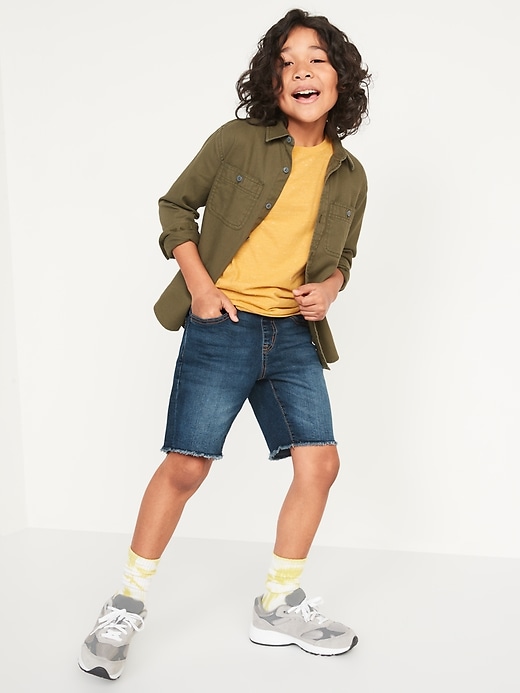 View large product image 2 of 3. Pull-On Frayed-Hem Jean Jogger Shorts for Boys