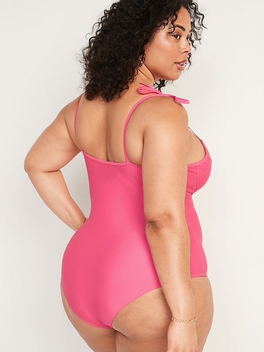 Image number 8 showing, Tie-Shoulder Underwire One-Piece Swimsuit