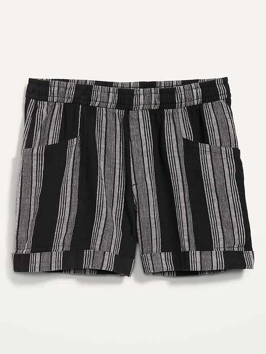 Image number 4 showing, High-Waisted Railroad-Stripe Linen-Blend Shorts -- 3.5-inch inseam