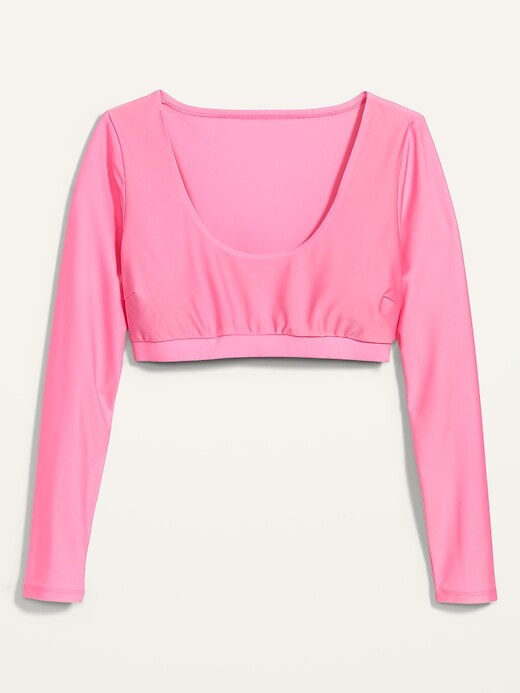 Image number 4 showing, Long-Sleeve Cropped Rashguard Swim Top for Women
