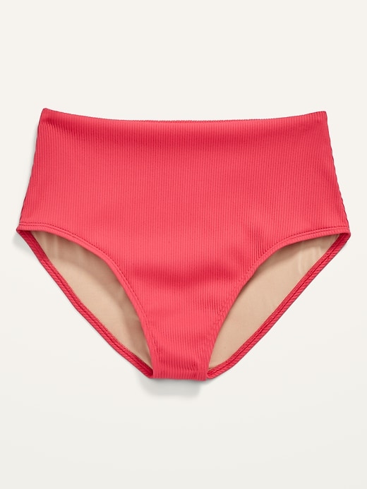 Image number 4 showing, High-Waisted Ribbed Bikini Swim Bottoms for Women