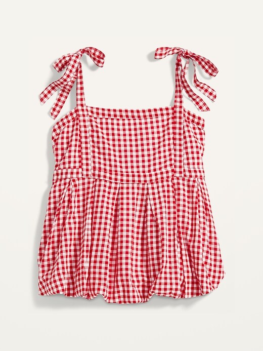 Image number 4 showing, Sleeveless Tie-Shoulder Gingham Babydoll Top for Women