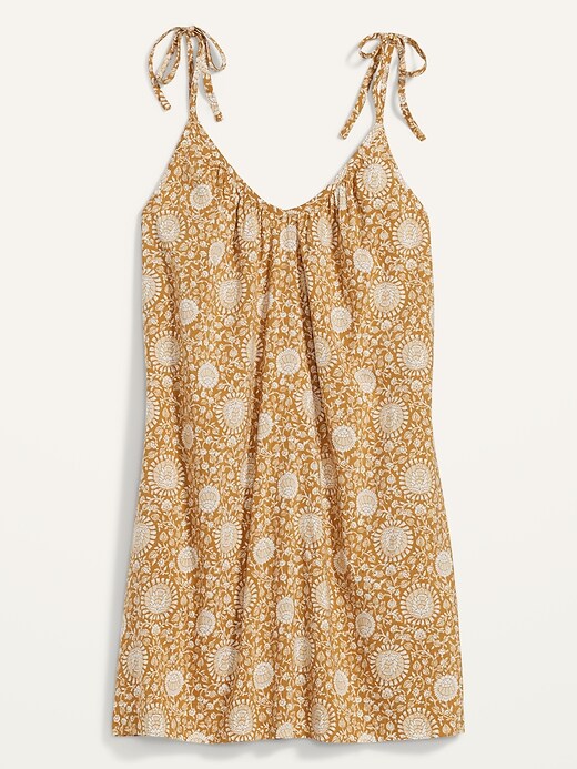 Image number 3 showing, Sleeveless Tie-Shoulder Printed Swing Mini Dress for Women