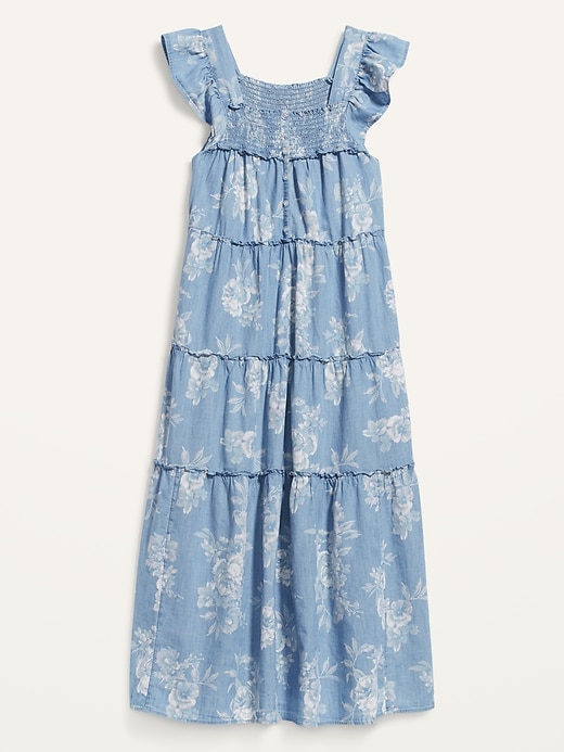 Image number 4 showing, Flutter-Sleeve Floral Tiered Smocked Midi Swing Dress