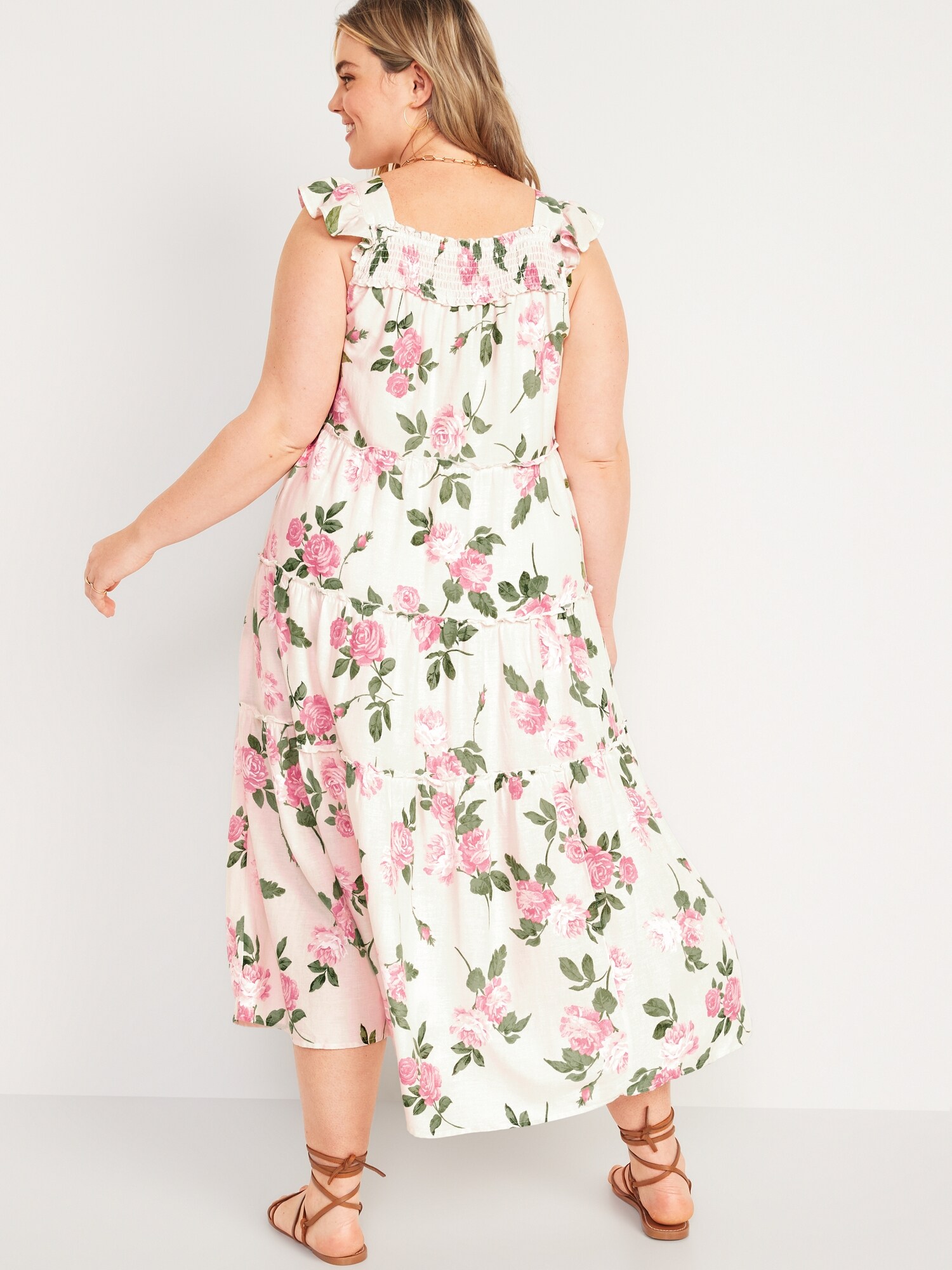 Flutter-Sleeve Floral Smocked Midi Swing Dress for Women | Old Navy