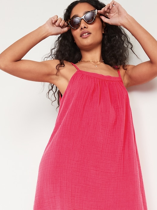 Image number 3 showing, Sleeveless Cotton-Crepe Swim Cover-Up