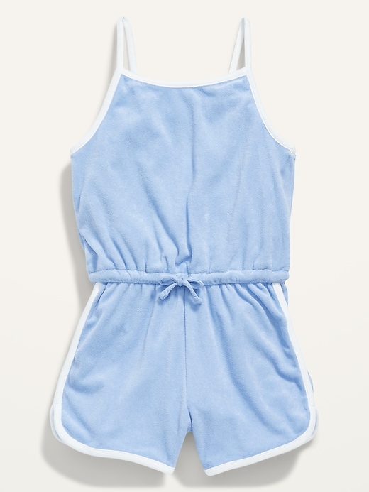 View large product image 2 of 3. Sleeveless Loop-Terry Cinched-Waist Romper for Girls