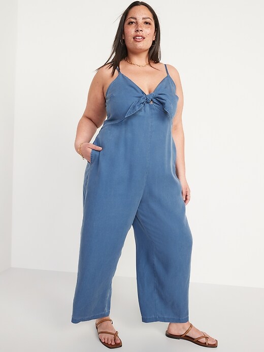 Sleeveless Tie-Front TENCEL™ Lyocell Jumpsuit for Women | Old Navy