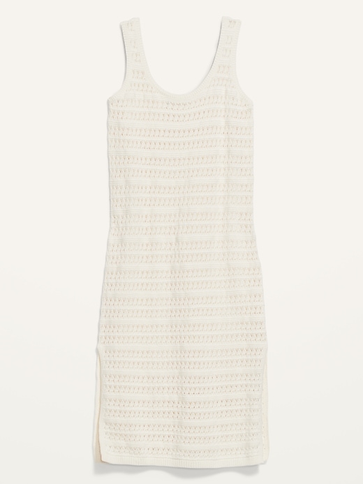 Image number 3 showing, Fitted Sleeveless Crochet Swim Cover-Up Midi Dress