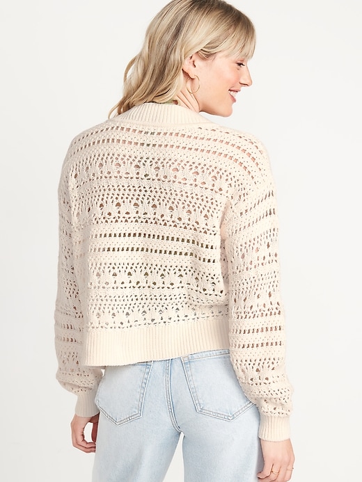 Image number 2 showing, Cropped Open-Knit Cardigan for Women