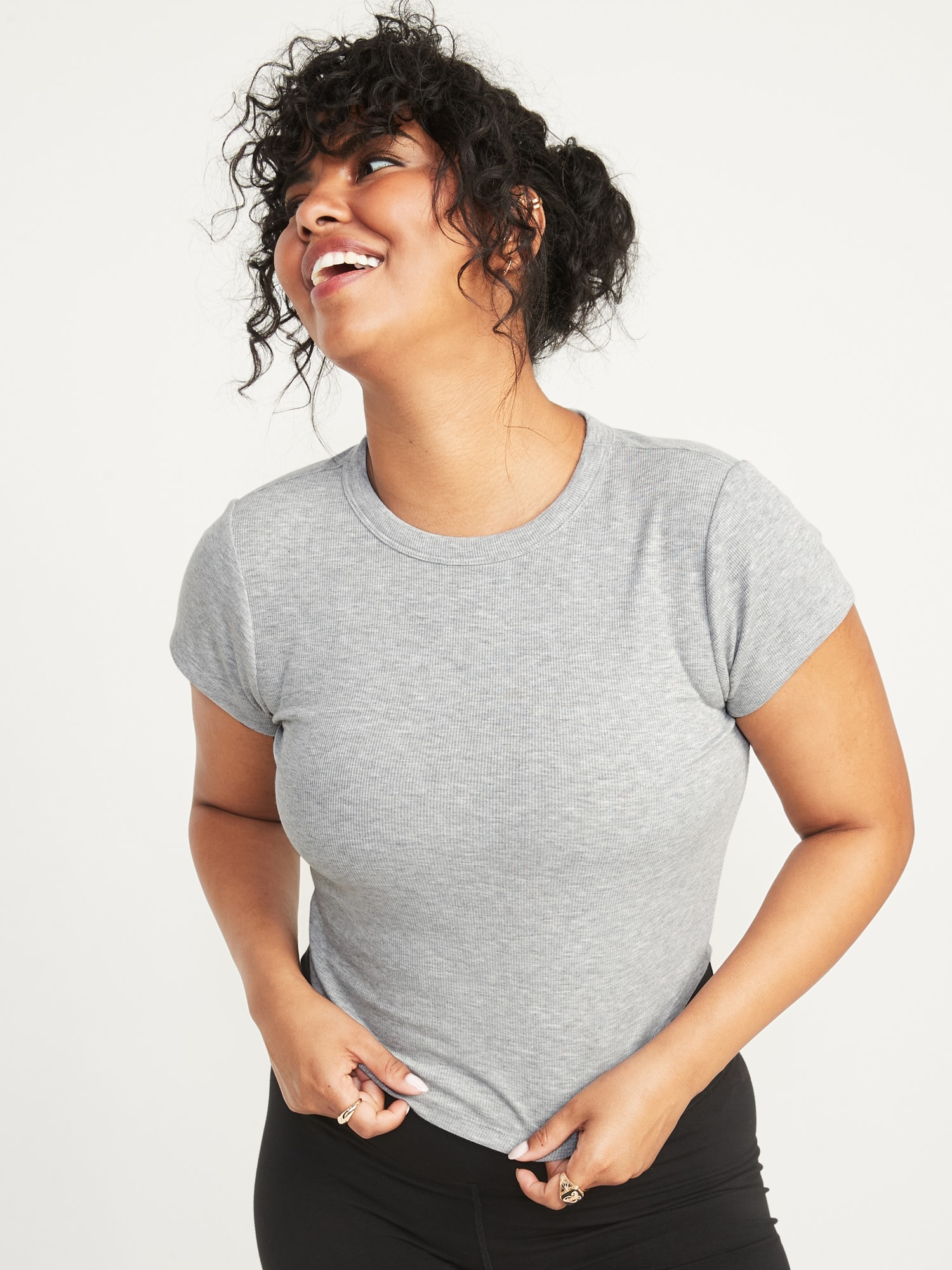 Short-Sleeve UltraLite Cropped Rib-Knit T-Shirt 3-Pack for Women | Old Navy