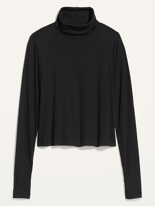 Image number 4 showing, UltraLite Performance Cropped Ribbed Turtleneck Top for Women