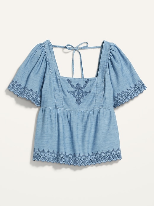 Image number 4 showing, Matching Chambray Embroidered Top