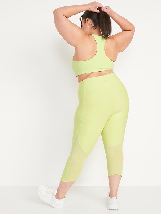Image number 8 showing, High-Waisted PowerSoft Mesh-Panel Crop Leggings for Women