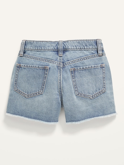 View large product image 2 of 2. Sky-Hi Embroidered Frayed-Hem Jean Shorts for Girls