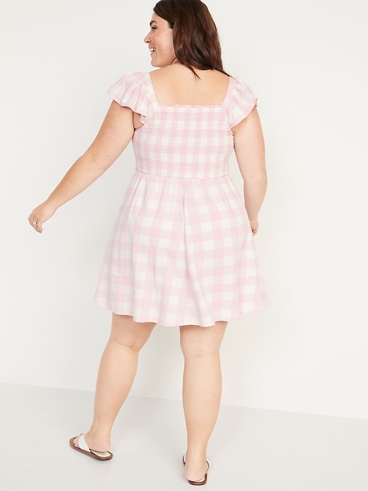 Image number 8 showing, Fit & Flare Flutter-Sleeve Gingham Mini Dress