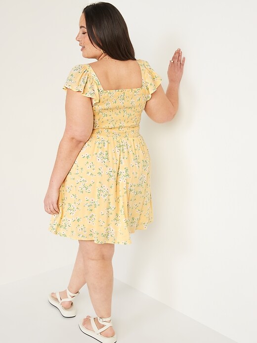 Image number 8 showing, Fit & Flare Flutter-Sleeve Smocked Mini Dress for Women