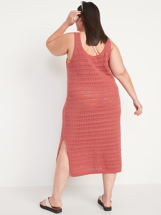 Image number 8 showing, Fitted Sleeveless Crochet Swim Cover-Up Midi Dress for Women