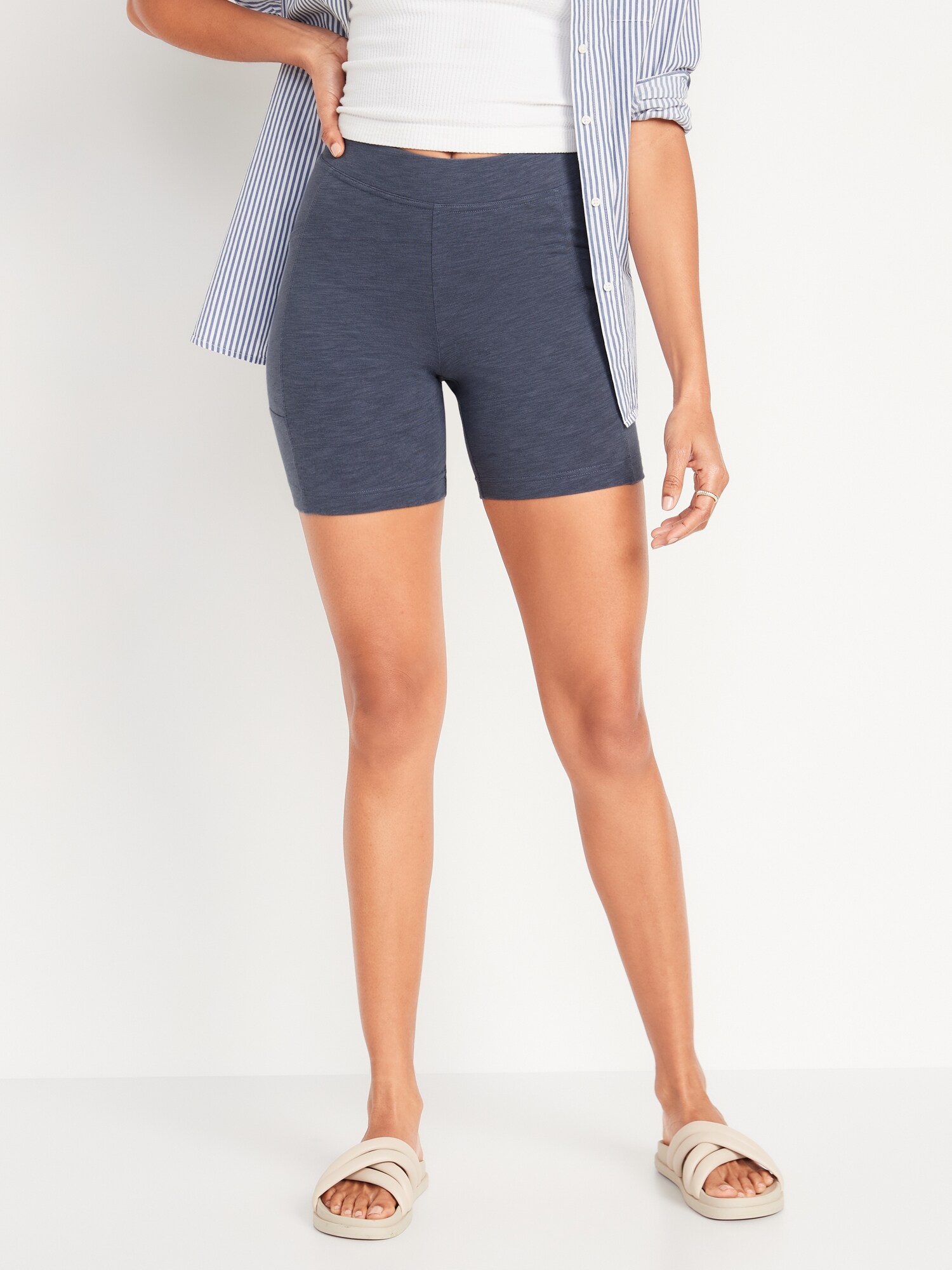 HighWaisted SlubKnit Biker Shorts 6inch inseam Old Navy