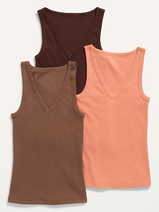Image number 4 showing, First Layer Rib-Knit V-Neck Tank Tops 3-Pack for Women