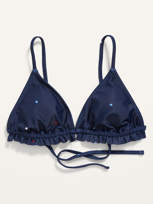 Image number 4 showing, Ruffle-Trimmed Printed Triangle Bikini Swim Top for Women
