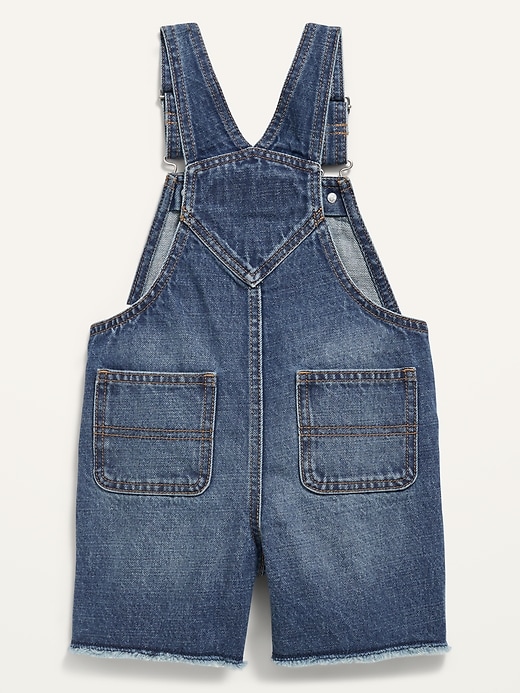 View large product image 2 of 2. Unisex Slouchy Straight Jean Cut-Off Shortalls for Toddler