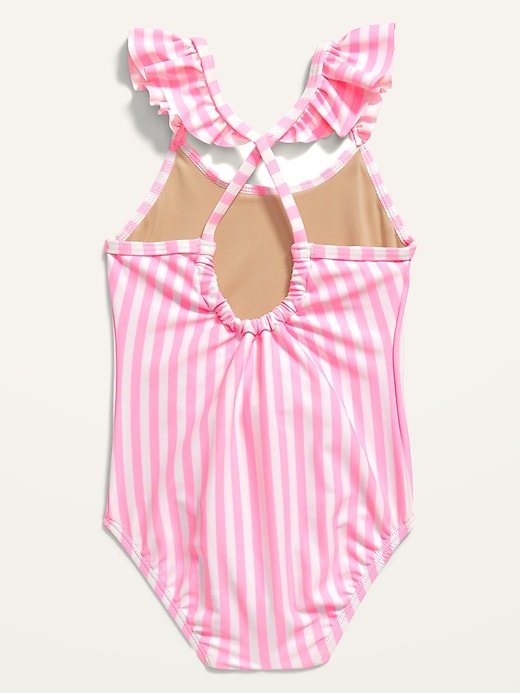 View large product image 2 of 2. Printed Ruffle-Strap One-Piece Swimsuit for Toddler Girls