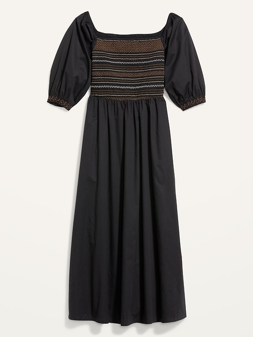 Image number 4 showing, Fit & Flare Off-the-Shoulder Cotton-Poplin Smocked Maxi Dress for Women