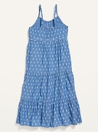 View large product image 3 of 4. Sleeveless Button-Front Tiered Matching Print Midi Dress for Girls