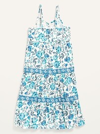 View large product image 3 of 3. Sleeveless Button-Front Tiered Fit & Flare Midi Dress for Girls