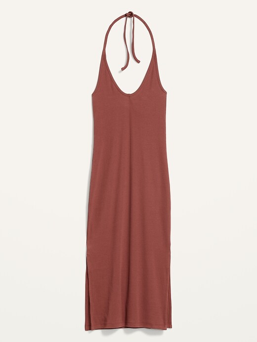 Image number 4 showing, Fitted Sleeveless Halter Rib-Knit Midi Dress