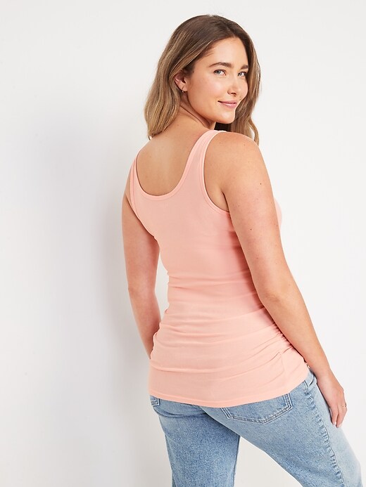 Image number 2 showing, Maternity Rib-Knit Side-Shirred Henley Tank Top
