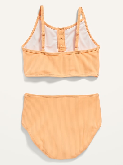Rib-Knit Henley Tankini Swim Set for Girls