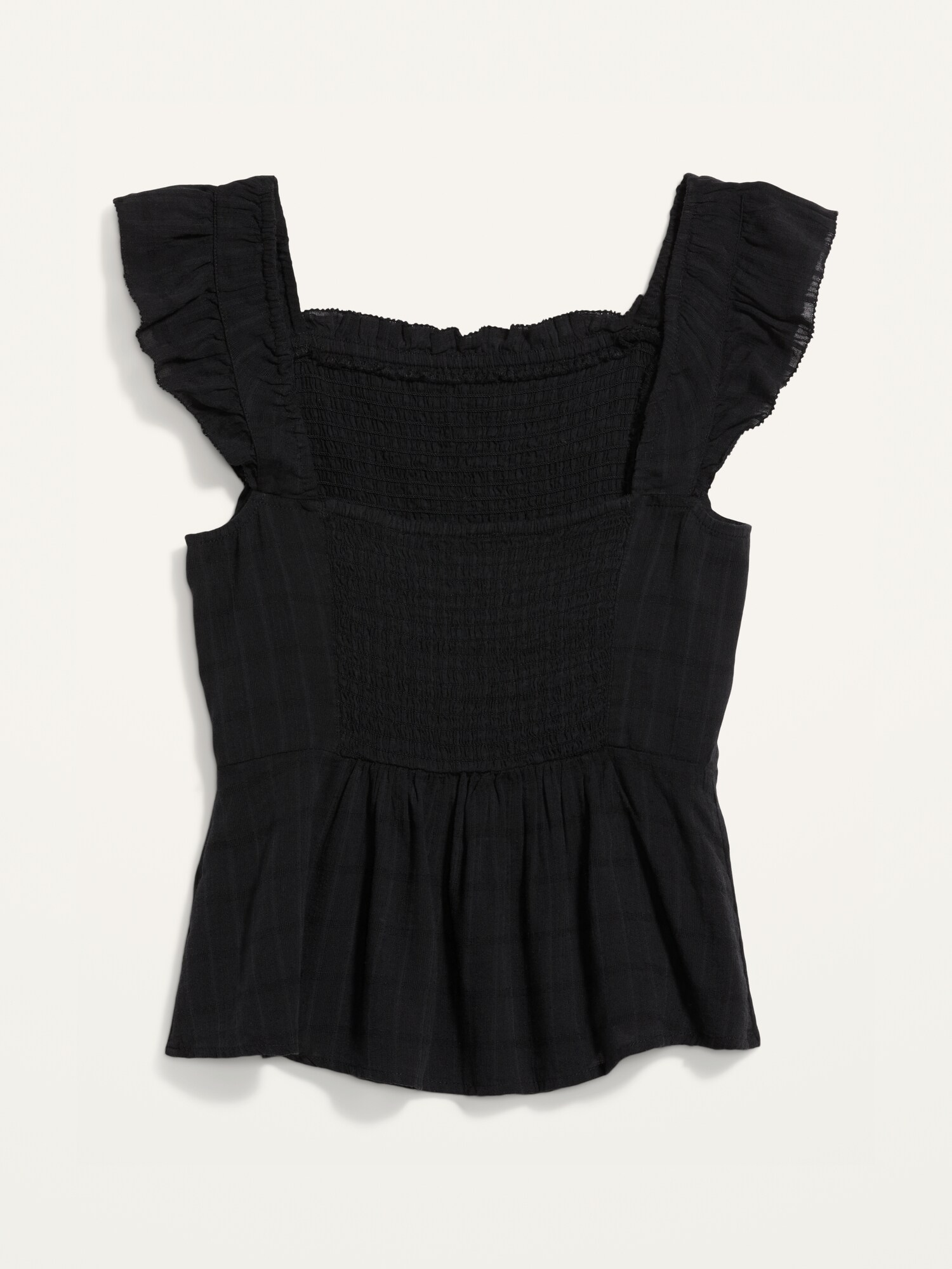 Sleeveless SmockedBodice RuffleTrim Top for Women Old Navy