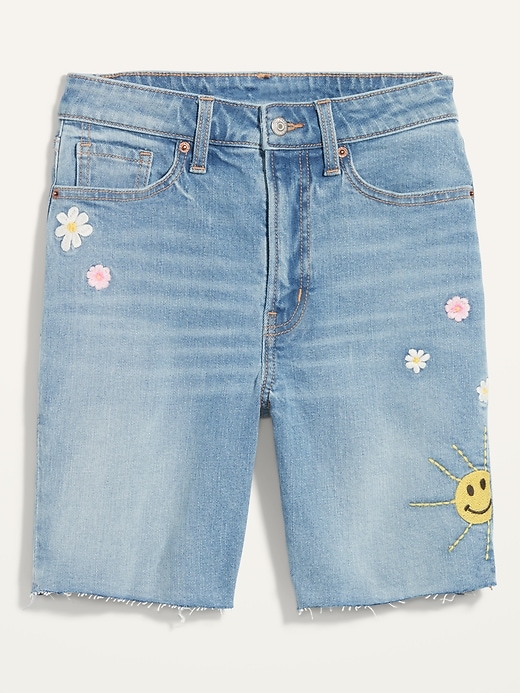 Image number 4 showing, High-Waisted O.G. Straight Embroidered Cut-Off Jean Shorts -- 7-inch inseam