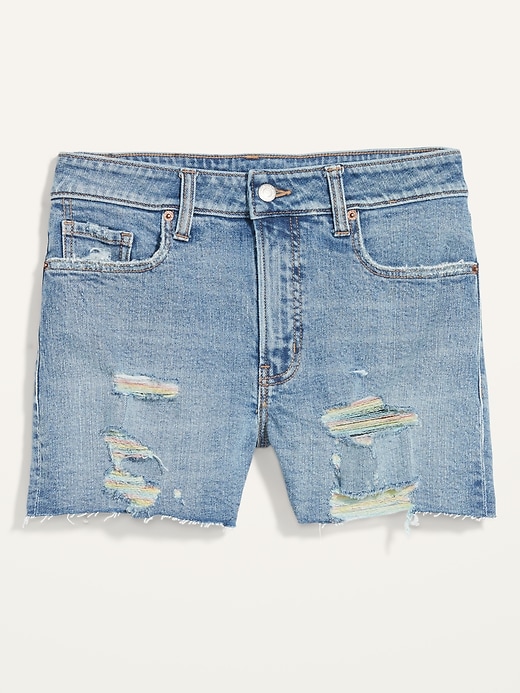 Image number 3 showing, High-Waisted OG Straight Ripped Cut-Off Jean Shorts -- 3-inch inseam
