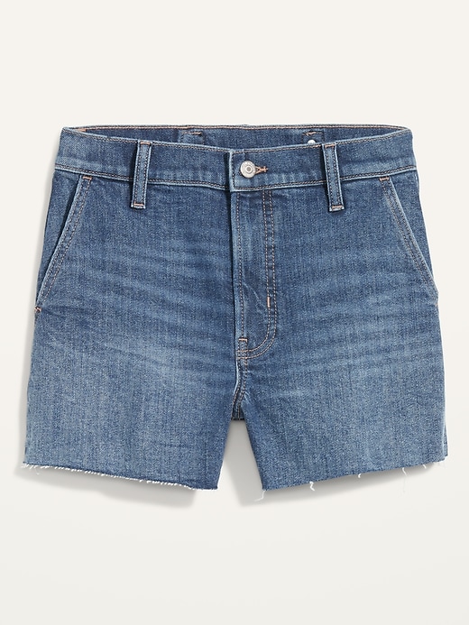Image number 4 showing, Higher High-Waisted Cut-Off Jean Shorts -- 3-inch inseam