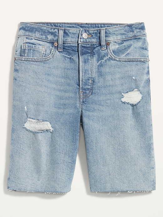 High-Waisted Button-Fly O.G. Straight Distressed Cut-Off Jean Shorts ...