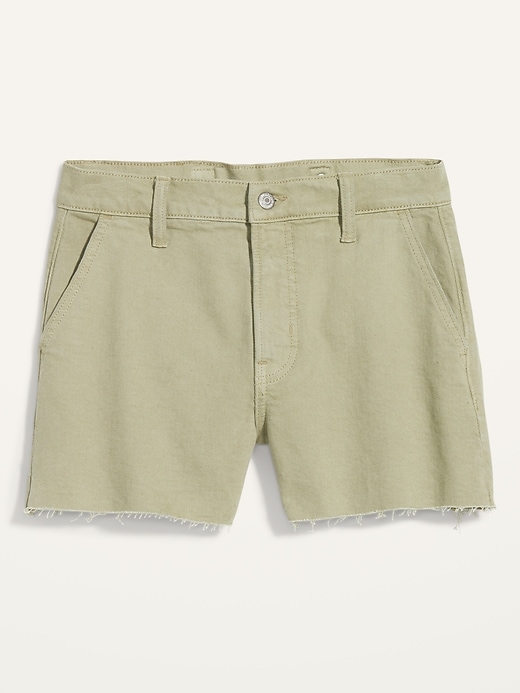 Image number 4 showing, Higher High-Waisted Sky-Hi A-Line Cut-Off Workwear Jean Shorts -- 3-inch inseam