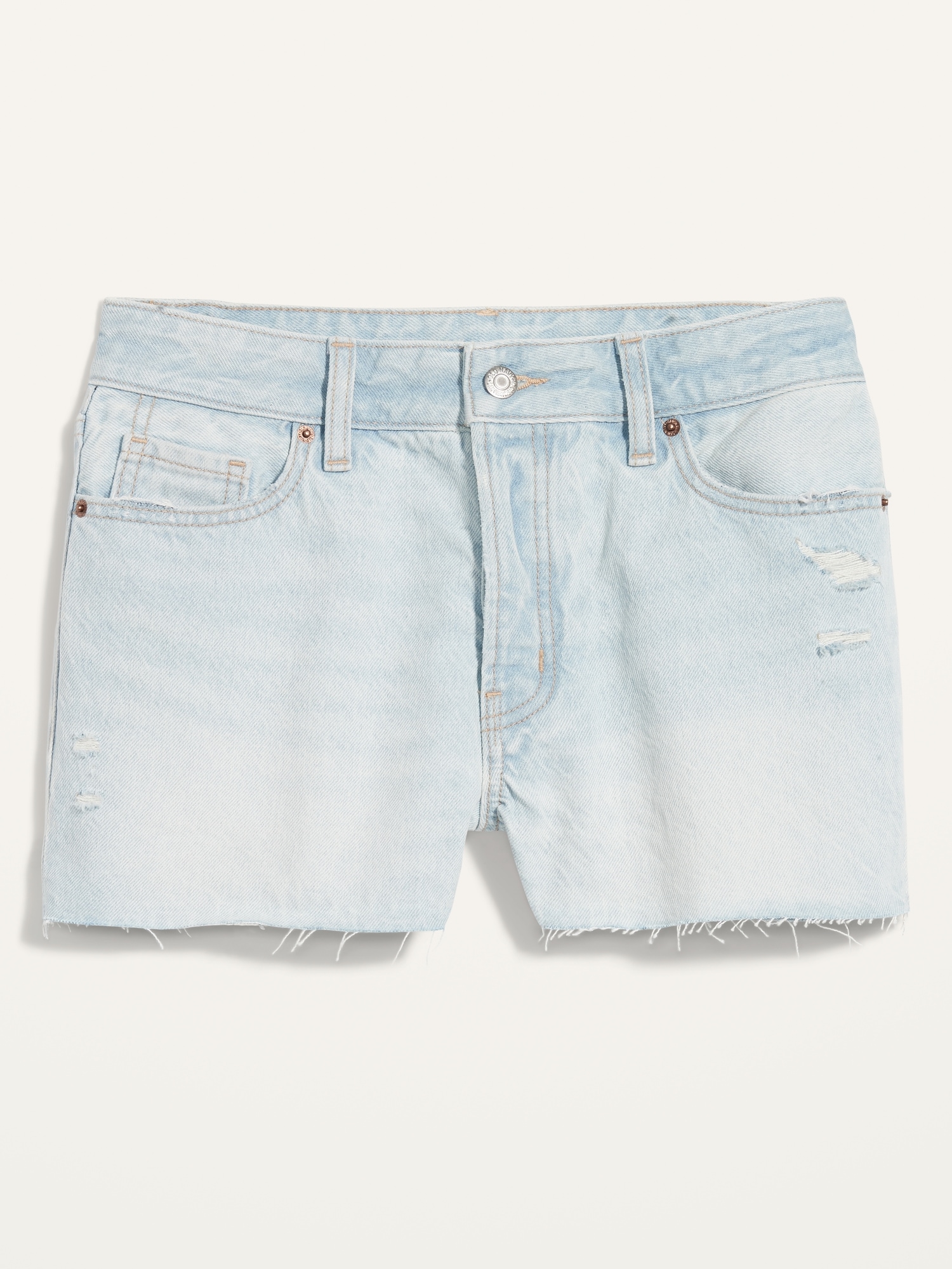 High-Waisted Button-Fly OG Straight Cut-Off Non-Stretch Jean Shorts ...