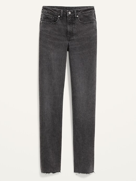 Image number 4 showing, High-Waisted O.G. Loose Dark Gray Cut-Off Jeans for Women