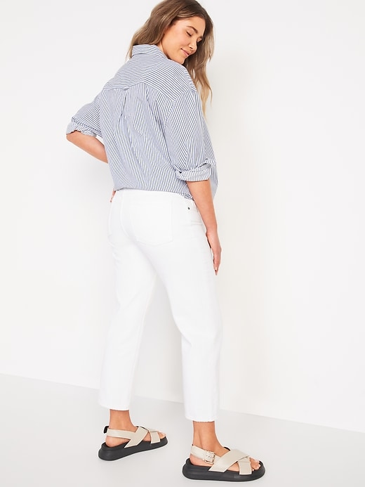 Image number 2 showing, Maternity Full Panel Slouchy Straight Cropped White Jeans