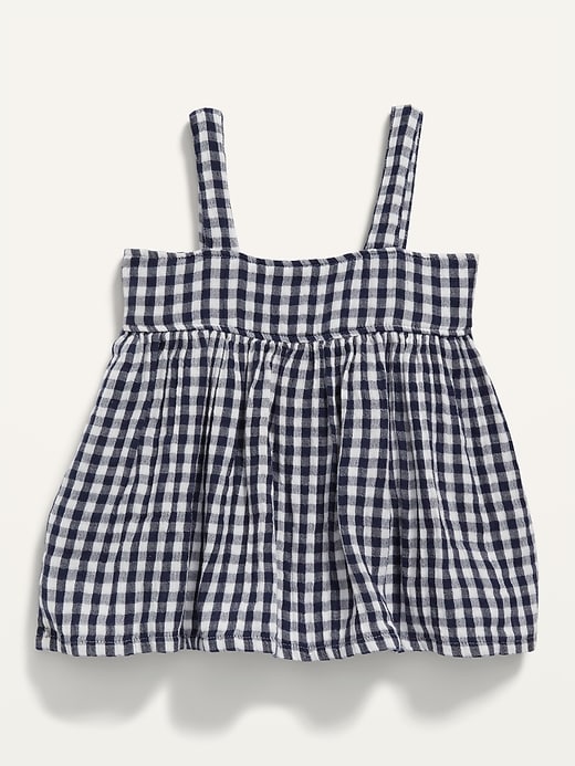 View large product image 2 of 2. Sleeveless Button-Front Gingham Swing Top for Toddler Girls